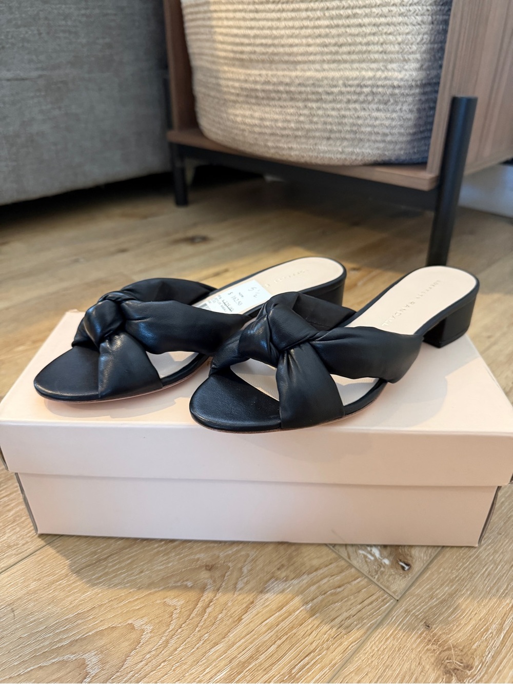 Loeffler Randall NWT black leather block heel sandal 5.5
